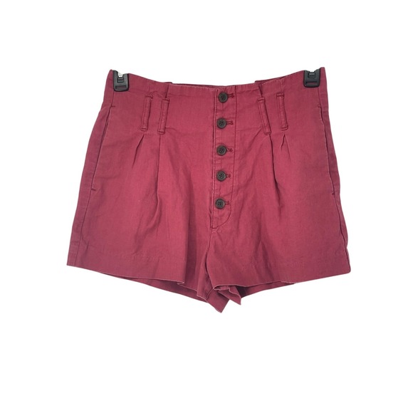Abercrombie and Fitch Linen Cotton Shorts Red Size M Preppy Classic Academia - Picture 1 of 6